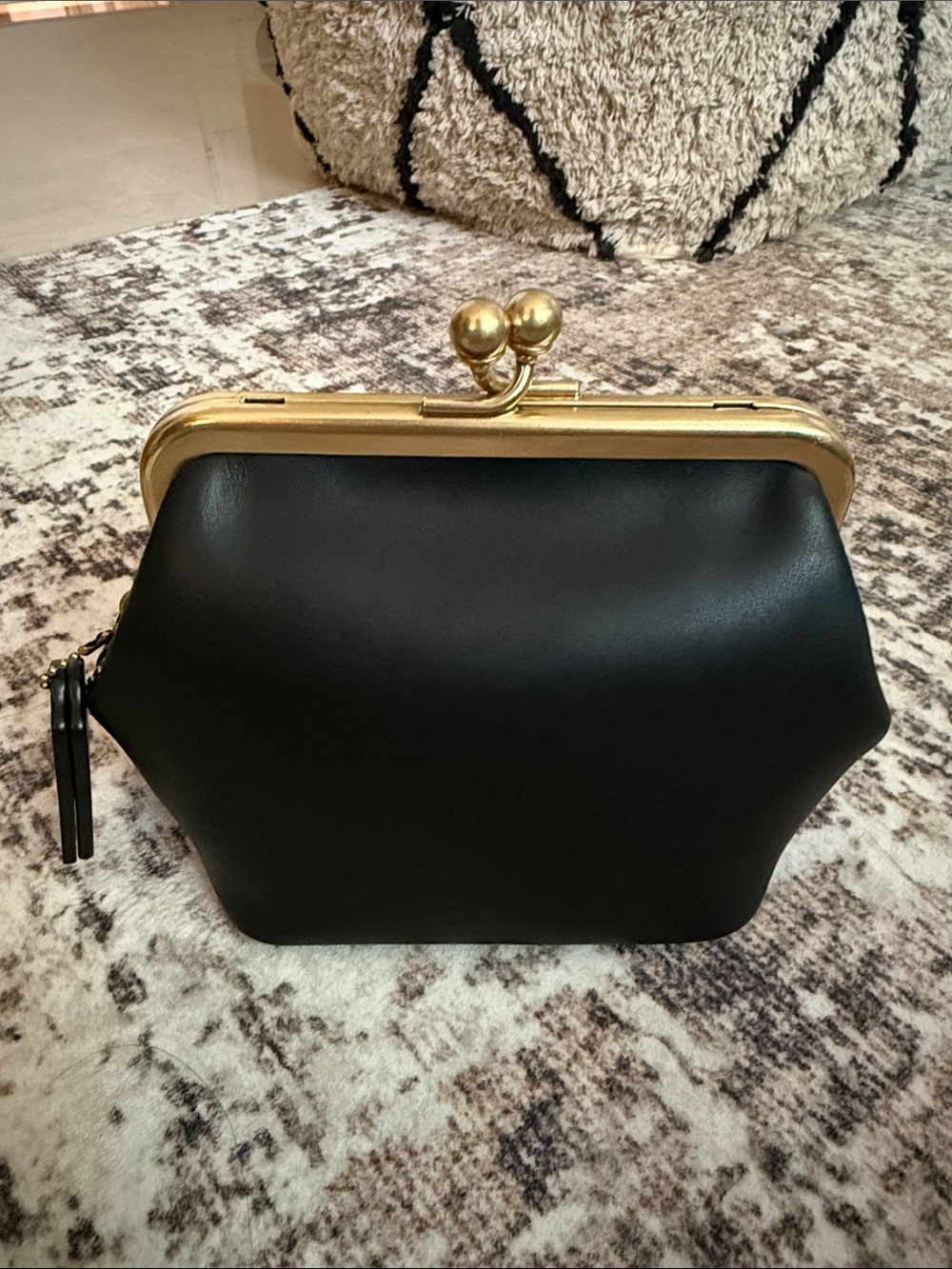 Coach Black Clutch with Gold Frame and Kiss-Lock 14
